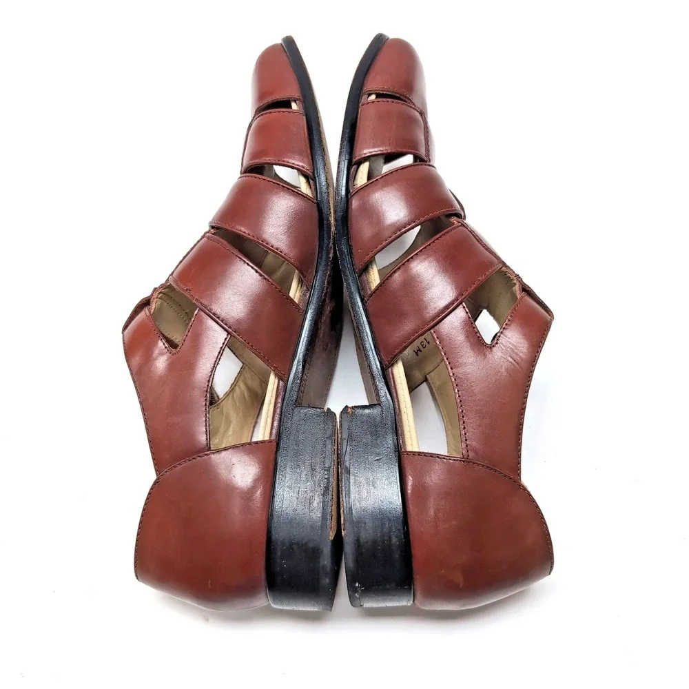 Stafford Woven Leather Fisherman Sandals Mens 13 Brown Closed‎ Toe Buckle Brazil